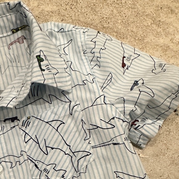 Andy & Evan Blue Shark Pattern Shirt - Picture 5 of 6